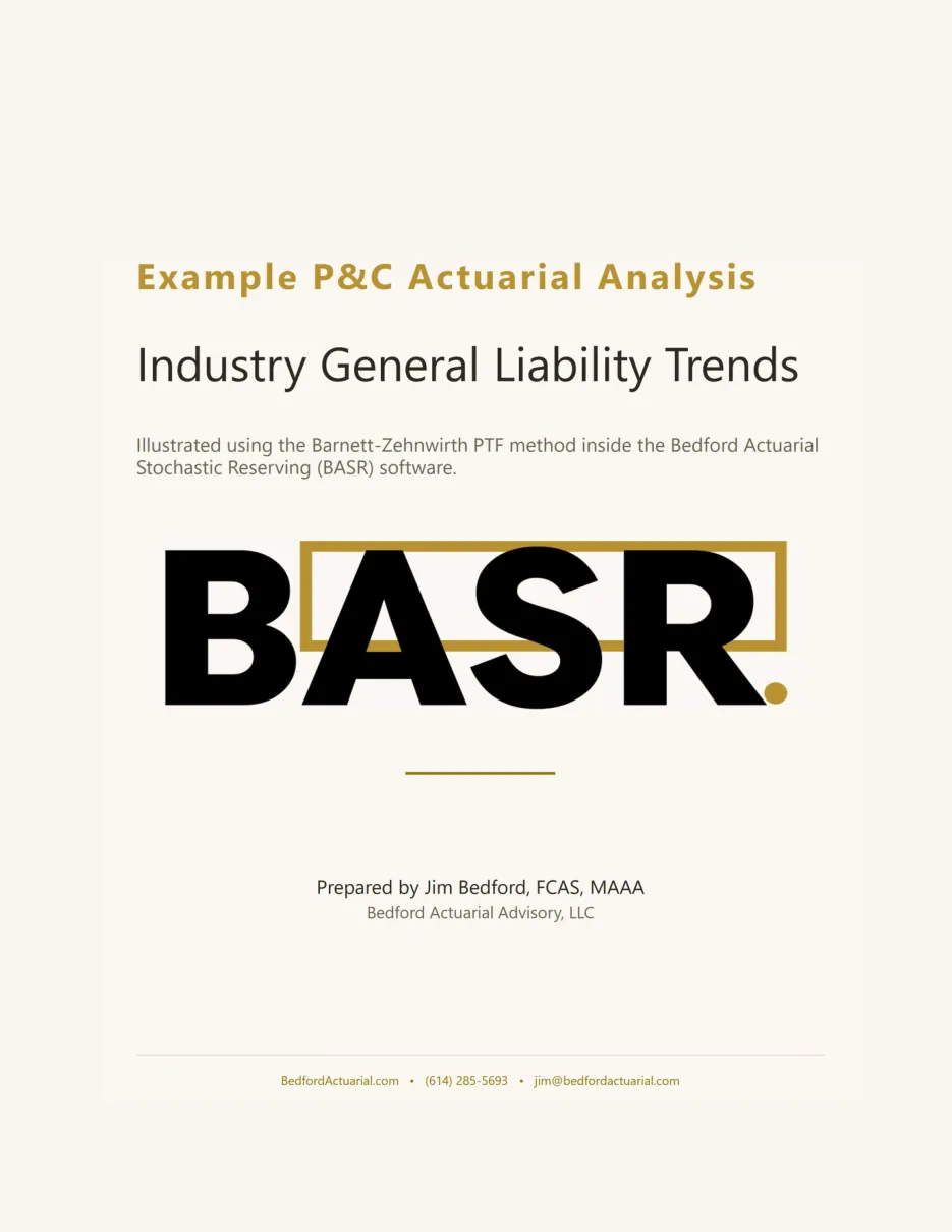 Cover: A Sample Model Build, an example P&C actuarial analysis